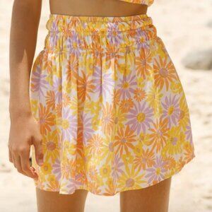 L Space Jax Floral Elastic Waist Mini Skirt XS.